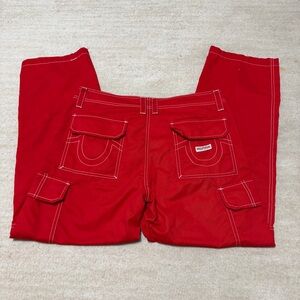 True Religion Military Single Needle Cargo Pants Red Baggy Y2K Women's 30